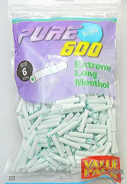 滤嘴 · 细支超长款薄荷味 · 6×30mm · PURE · 大包装 · 600 支